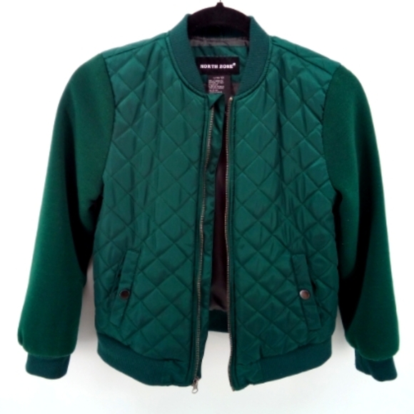 North Zone Vegan Youth Kids Green Quilted Jacket L 10/12 2019 Collection Pockets - Picture 5 of 9